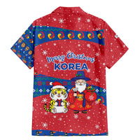Korea Christmas Family Matching Mermaid Dress and Hawaiian Shirt with Santa in Hanbok Tiger Character and Traditional Mask Pattern Design - Wonder Print Shop