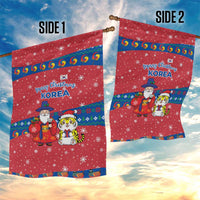 Korea Christmas Garden Flag with Santa in Hanbok Tiger Character and Traditional Mask Pattern Design - Wonder Print Shop
