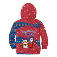Korea Christmas Kid Hoodie with Santa in Hanbok Tiger Character and Traditional Mask Pattern Design - Wonder Print Shop