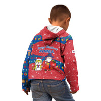 Korea Christmas Kid Hoodie with Santa in Hanbok Tiger Character and Traditional Mask Pattern Design - Wonder Print Shop