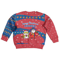 Korea Christmas Kid Ugly Christmas Sweater with Santa in Hanbok Tiger Character and Traditional Mask Pattern Design - Wonder Print Shop