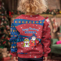 Korea Christmas Kid Ugly Christmas Sweater with Santa in Hanbok Tiger Character and Traditional Mask Pattern Design - Wonder Print Shop