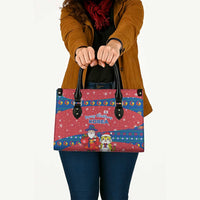 Korea Christmas Leather Bag with Santa in Hanbok Tiger Character and Traditional Mask Pattern Design - Wonder Print Shop