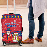 Korea Christmas Luggage Cover with Santa in Hanbok Tiger Character and Traditional Mask Pattern Design - Wonder Print Shop