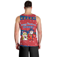 Korea Christmas Men Tank Top with Santa in Hanbok Tiger Character and Traditional Mask Pattern Design - Wonder Print Shop