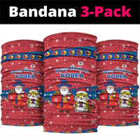 Korea Christmas Neck Gaiter with Santa in Hanbok Tiger Character and Traditional Mask Pattern Design - Wonder Print Shop
