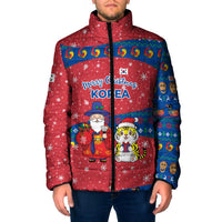Korea Christmas Padded Jacket with Santa in Hanbok Tiger Character and Traditional Mask Pattern Design - Wonder Print Shop