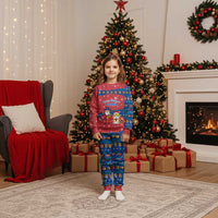 Korea Christmas Pajama Set with Santa in Hanbok Tiger Character and Traditional Mask Pattern Design - Wonder Print Shop