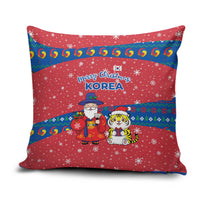 Korea Christmas Pillow Cover with Santa in Hanbok Tiger Character and Traditional Mask Pattern Design - Wonder Print Shop