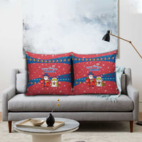 Korea Christmas Pillow Cover with Santa in Hanbok Tiger Character and Traditional Mask Pattern Design - Wonder Print Shop
