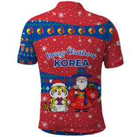 Korea Christmas Polo Shirt with Santa in Hanbok Tiger Character and Traditional Mask Pattern Design - Wonder Print Shop