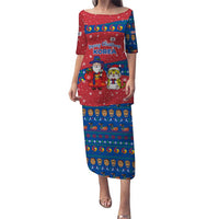 Korea Christmas Puletasi with Santa in Hanbok Tiger Character and Traditional Mask Pattern Design - Wonder Print Shop