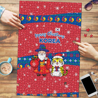 Korea Christmas Puzzle with Santa in Hanbok Tiger Character and Traditional Mask Pattern Design - Wonder Print Shop