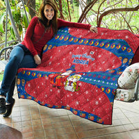 Korea Christmas Quilt with Santa in Hanbok Tiger Character and Traditional Mask Pattern Design - Wonder Print Shop