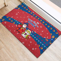 Korea Christmas Rubber Doormat with Santa in Hanbok Tiger Character and Traditional Mask Pattern Design - Wonder Print Shop