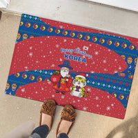 Korea Christmas Rubber Doormat with Santa in Hanbok Tiger Character and Traditional Mask Pattern Design - Wonder Print Shop