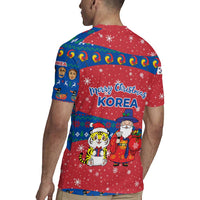 Korea Christmas Rugby Jersey with Santa in Hanbok Tiger Character and Traditional Mask Pattern Design - Wonder Print Shop