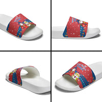 Korea Christmas Slide Sandals with Santa in Hanbok Tiger Character and Traditional Mask Pattern Design - Wonder Print Shop