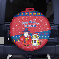 Korea Christmas Spare Tire Cover with Santa in Hanbok Tiger Character and Traditional Mask Pattern Design - Wonder Print Shop