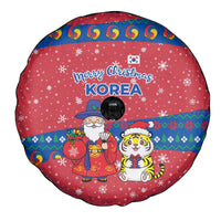 Korea Christmas Spare Tire Cover with Santa in Hanbok Tiger Character and Traditional Mask Pattern Design - Wonder Print Shop