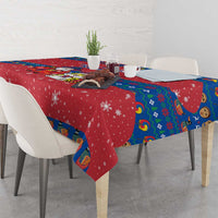 Korea Christmas Tablecloth with Santa in Hanbok Tiger Character and Traditional Mask Pattern Design - Wonder Print Shop