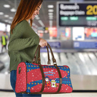 Korea Christmas Travel Bag with Santa in Hanbok Tiger Character and Traditional Mask Pattern Design - Wonder Print Shop