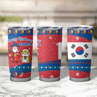 Korea Christmas Tumbler Cup with Santa in Hanbok Tiger Character and Traditional Mask Pattern Design - Wonder Print Shop