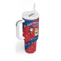 Korea Christmas Tumbler With Handle with Santa in Hanbok Tiger Character and Traditional Mask Pattern Design - Wonder Print Shop