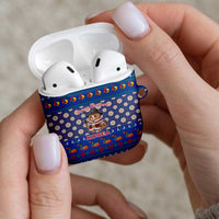 Korea Christmas AirPods Case with Bear in Hanbok National Emblem and Traditional Boat Pattern Design - Wonder Print Shop