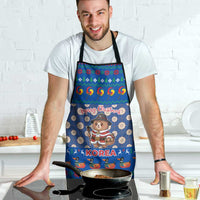 Korea Christmas Apron with Bear in Hanbok National Emblem and Traditional Boat Pattern Design - Wonder Print Shop