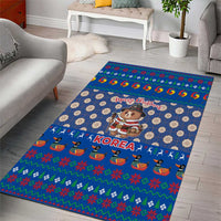 Korea Christmas Area Rug with Bear in Hanbok National Emblem and Traditional Boat Pattern Design - Wonder Print Shop