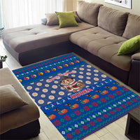 Korea Christmas Area Rug with Bear in Hanbok National Emblem and Traditional Boat Pattern Design - Wonder Print Shop