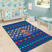 Korea Christmas Area Rug with Bear in Hanbok National Emblem and Traditional Boat Pattern Design - Wonder Print Shop