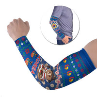 Korea Christmas Arm Sleeves with Bear in Hanbok National Emblem and Traditional Boat Pattern Design - Wonder Print Shop