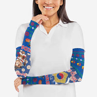 Korea Christmas Arm Sleeves with Bear in Hanbok National Emblem and Traditional Boat Pattern Design - Wonder Print Shop