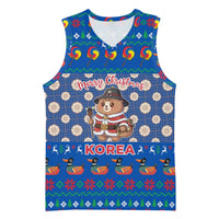 Korea Christmas Basketball Jersey with Bear in Hanbok National Emblem and Traditional Boat Pattern Design - Wonder Print Shop