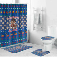 Korea Christmas Bathroom Set with Bear in Hanbok National Emblem and Traditional Boat Pattern Design - Wonder Print Shop