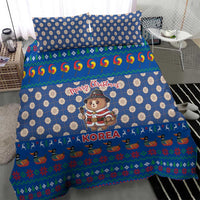 Korea Christmas Bedding Set with Bear in Hanbok National Emblem and Traditional Boat Pattern Design - Wonder Print Shop