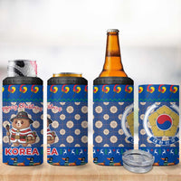 Korea Christmas 4 in 1 Can Cooler Tumbler with Bear in Hanbok National Emblem and Traditional Boat Pattern Design - Wonder Print Shop