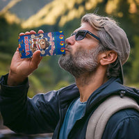 Korea Christmas 4 in 1 Can Cooler Tumbler with Bear in Hanbok National Emblem and Traditional Boat Pattern Design - Wonder Print Shop