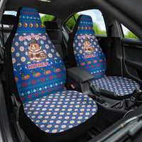 Korea Christmas Car Seat Cover with Bear in Hanbok National Emblem and Traditional Boat Pattern Design - Wonder Print Shop