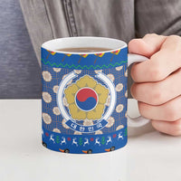 Korea Christmas Ceramic Mug with Bear in Hanbok National Emblem and Traditional Boat Pattern Design - Wonder Print Shop