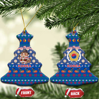 Korea Christmas Ceramic Ornament with Bear in Hanbok National Emblem and Traditional Boat Pattern Design - Wonder Print Shop