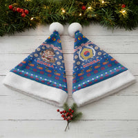 Korea Christmas Santa Hat with Bear in Hanbok National Emblem and Traditional Boat Pattern Design - Wonder Print Shop