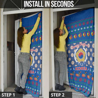 Korea Christmas Door Cover with Bear in Hanbok National Emblem and Traditional Boat Pattern Design - Wonder Print Shop