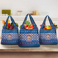 Korea Christmas Grocery Bag with Bear in Hanbok National Emblem and Traditional Boat Pattern Design - Wonder Print Shop