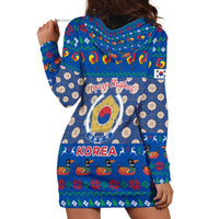 Korea Christmas Hoodie Dress with Bear in Hanbok National Emblem and Traditional Boat Pattern Design - Wonder Print Shop