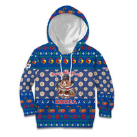Korea Christmas Kid Hoodie with Bear in Hanbok National Emblem and Traditional Boat Pattern Design - Wonder Print Shop