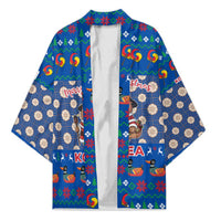 Korea Christmas Kimono with Bear in Hanbok National Emblem and Traditional Boat Pattern Design - Wonder Print Shop