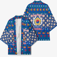 Korea Christmas Kimono with Bear in Hanbok National Emblem and Traditional Boat Pattern Design - Wonder Print Shop